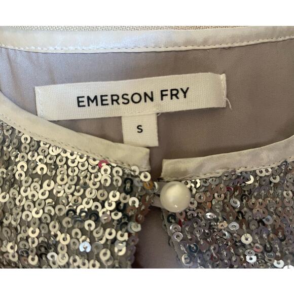 Emerson Fry Marion Short Silver Sequin Mini Dress Size Small - Picture 9 of 9
